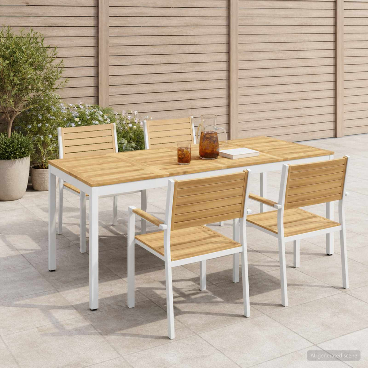 Sodo vakarienės stalas Balta 147 x 88,5 x 75 cm
