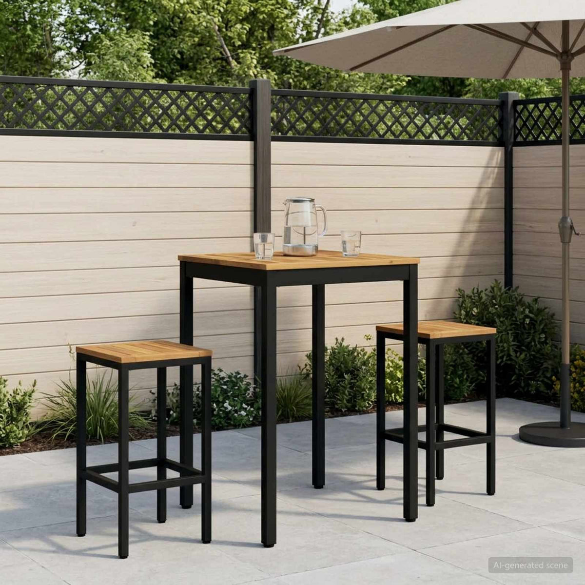 Sodo Baro Stalas Balta ir juoda 60 x 60,5 x 105 cm