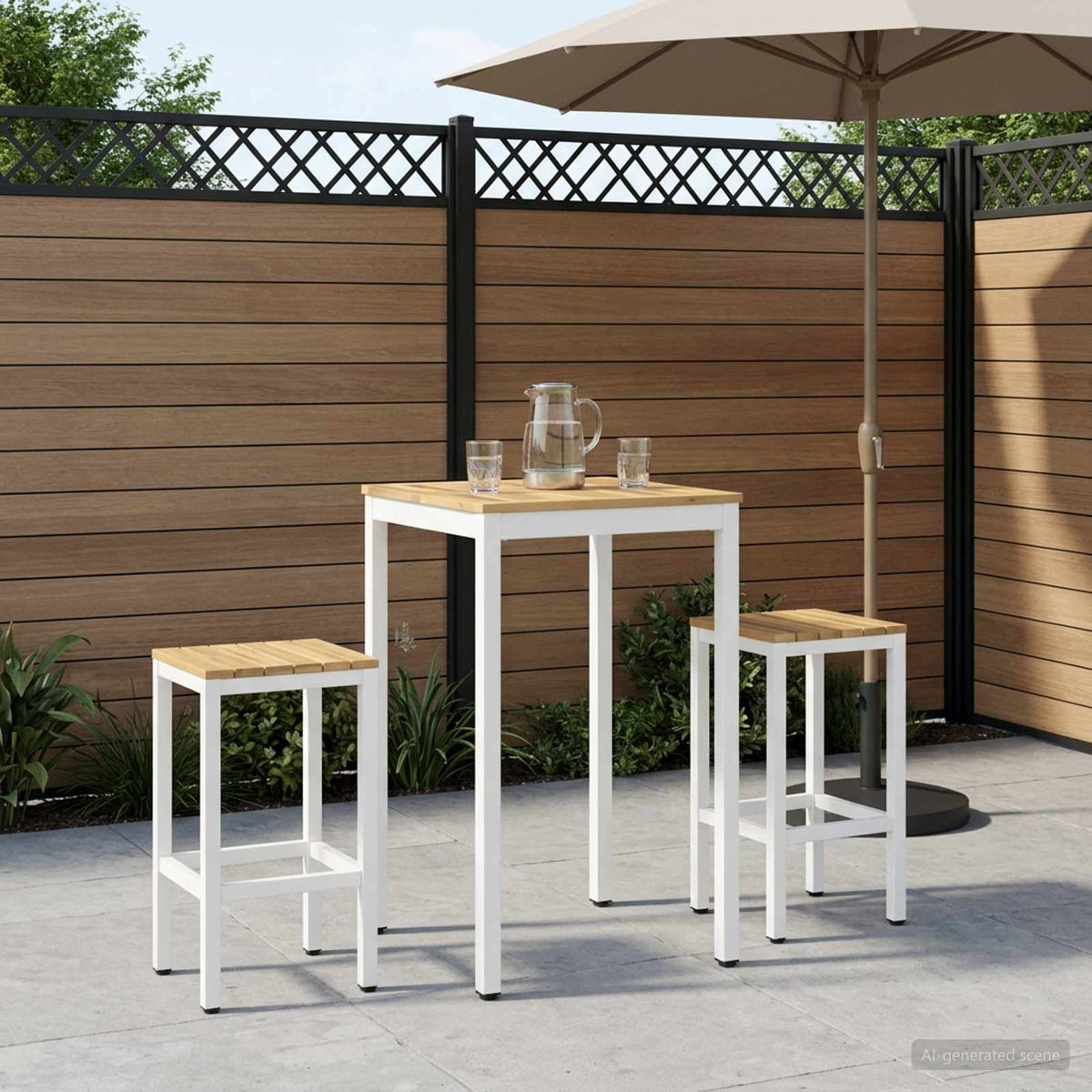 Sodo Baro Stalas Balta 60 x 60,5 x 105 cm