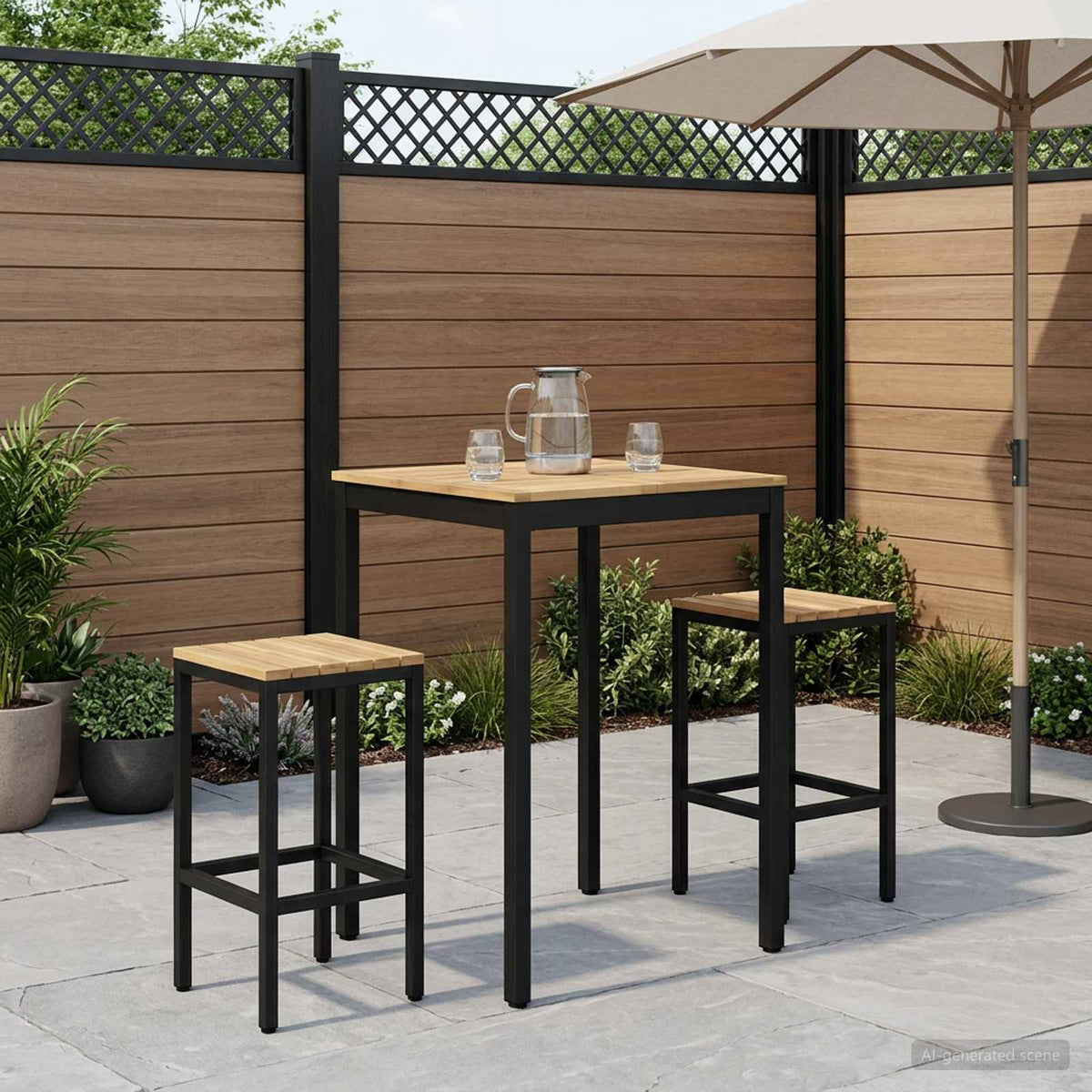 Sodo Baro Stalas Balta ir juoda 70 x 68,5 x 105 cm