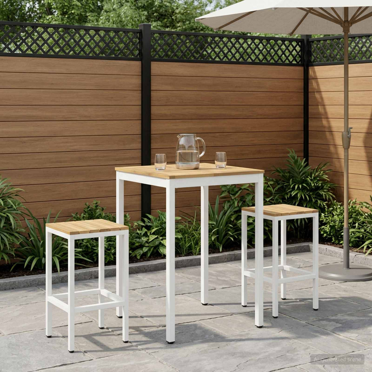 Sodo Baro Stalas Balta 70 x 68,5 x 105 cm