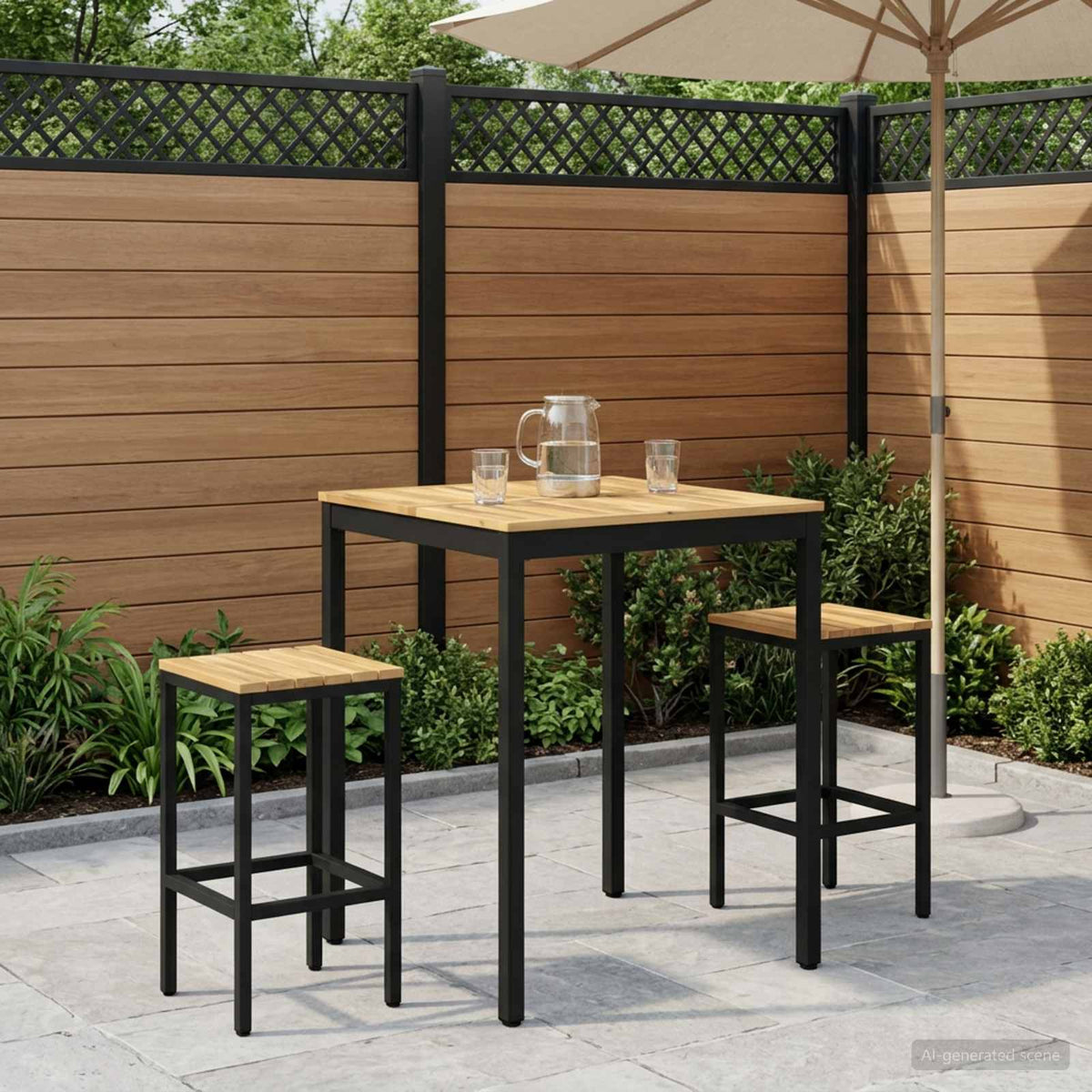 Sodo Baro Stalas Balta ir juoda 80 x 80,5 x 105 cm