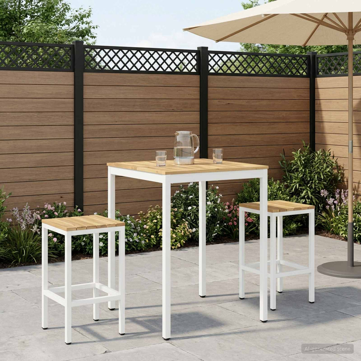 Sodo Baro Stalas Balta 80 x 80,5 x 105 cm