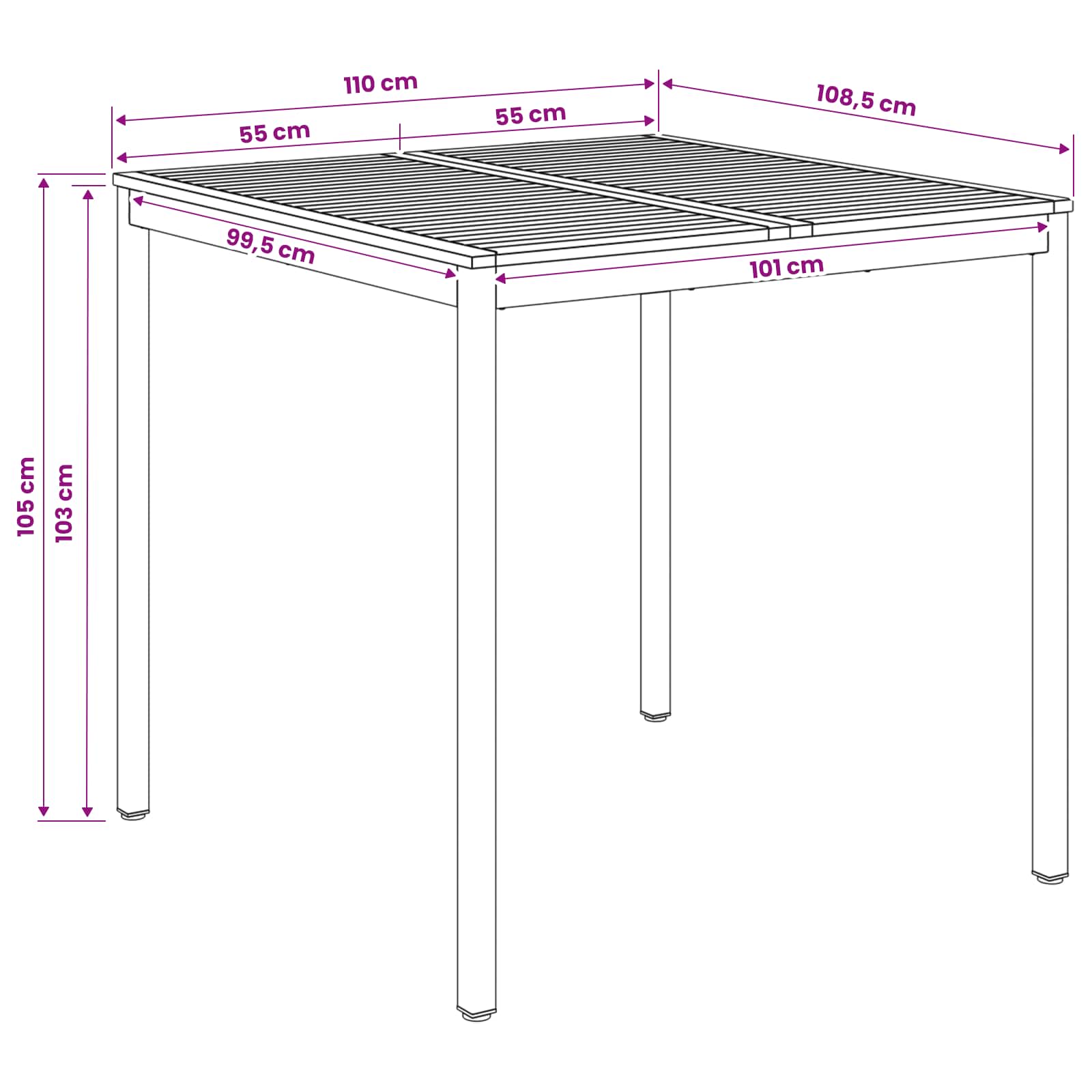 Sodo Baro Stalas Balta ir juoda 110 x 108,5 x 105 cm