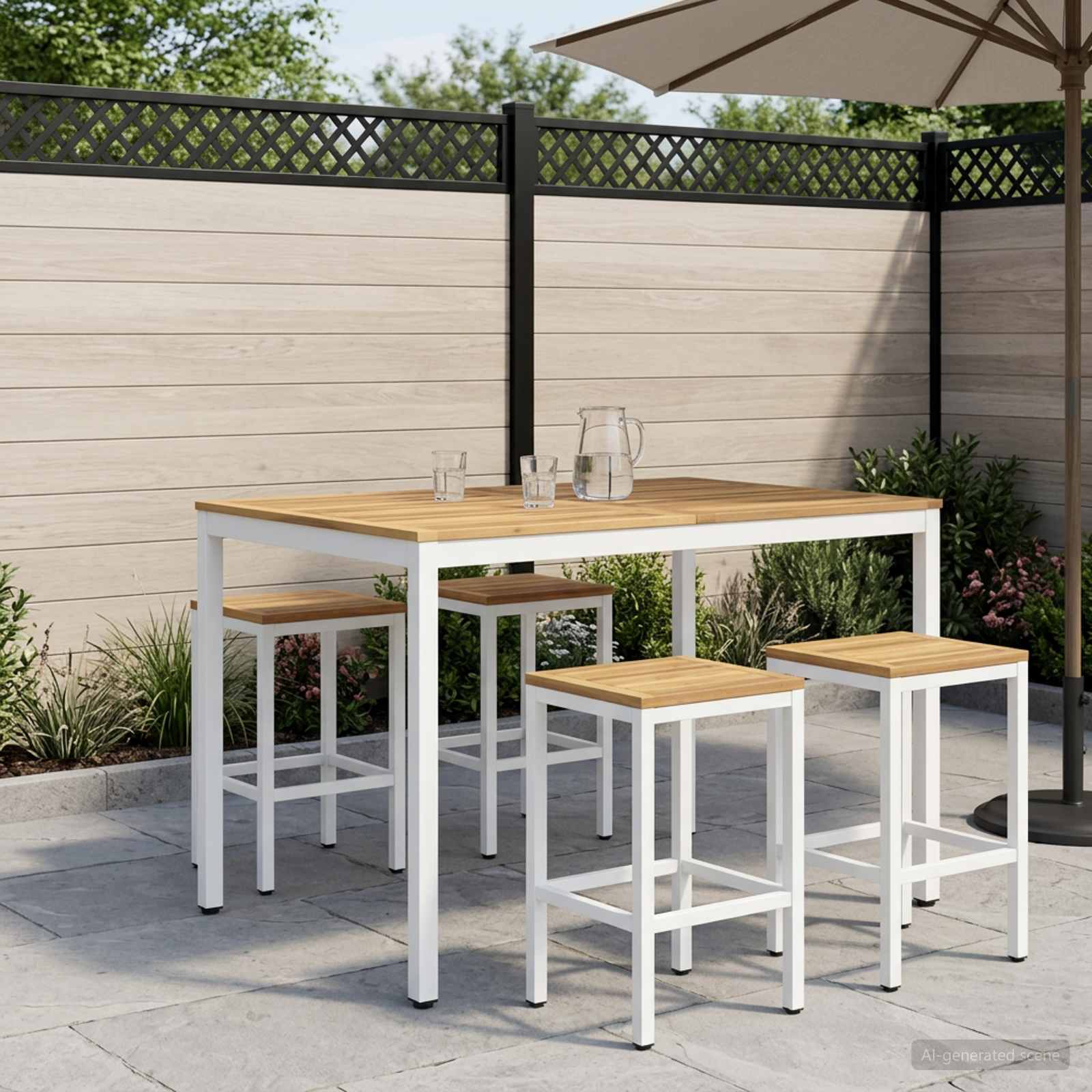 Sodo Baro Stalas Balta 110 x 108,5 x 105 cm