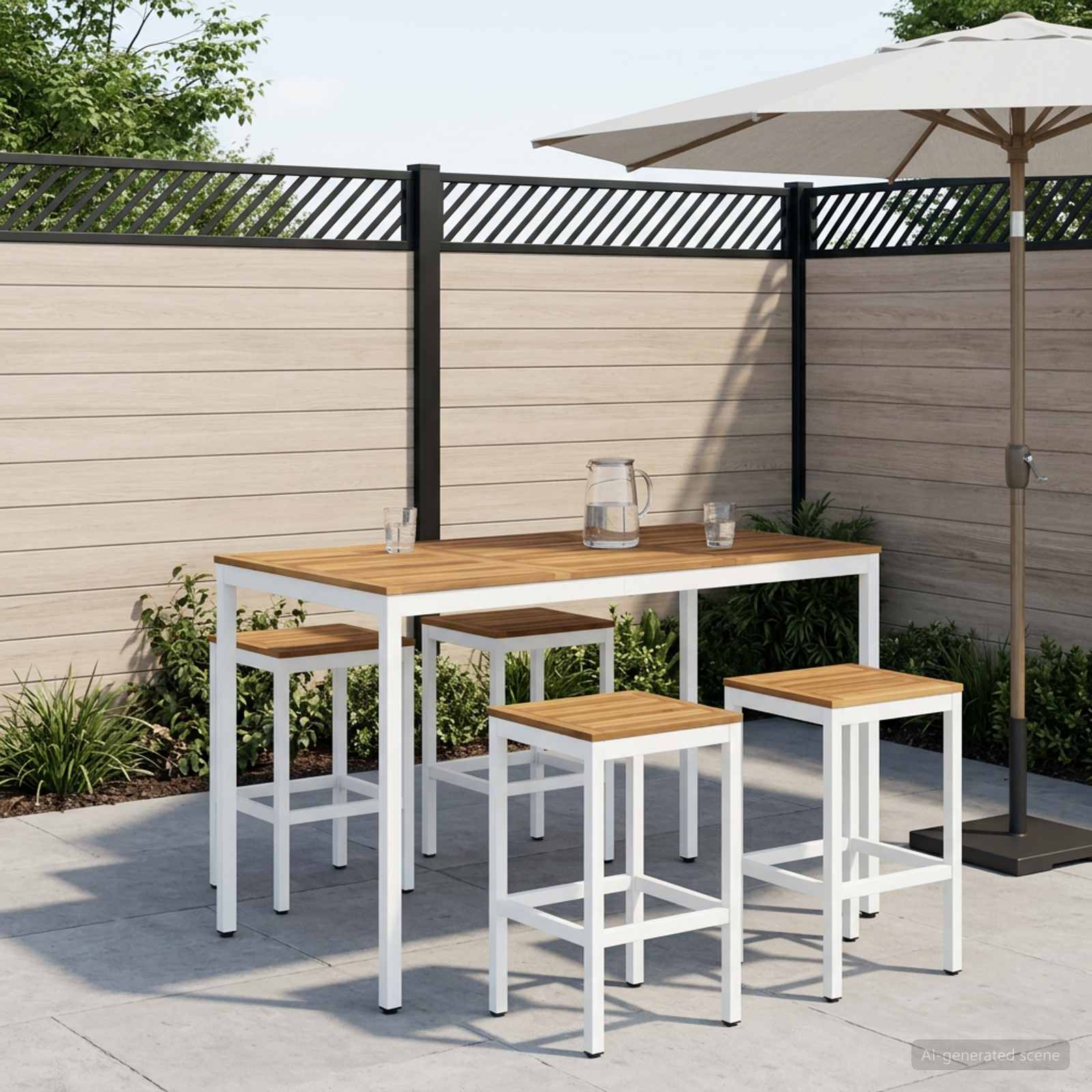 Sodo Baro Stalas Balta 141 x 80,5 x 105 cm