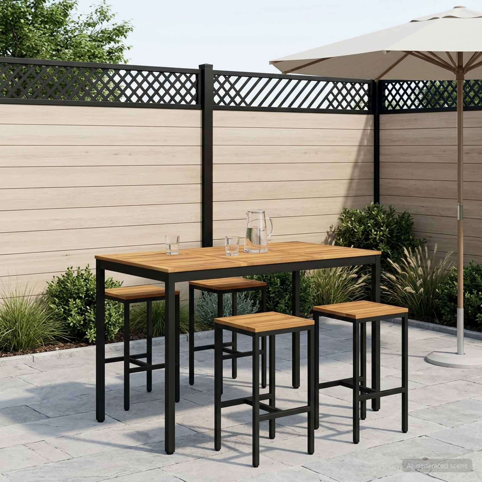 Sodo Baro Stalas Balta ir juoda 147 x 88,5 x 105 cm