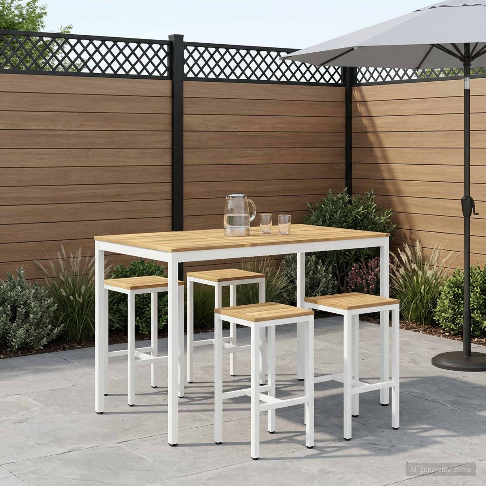Sodo Baro Stalas Balta 147 x 88,5 x 105 cm