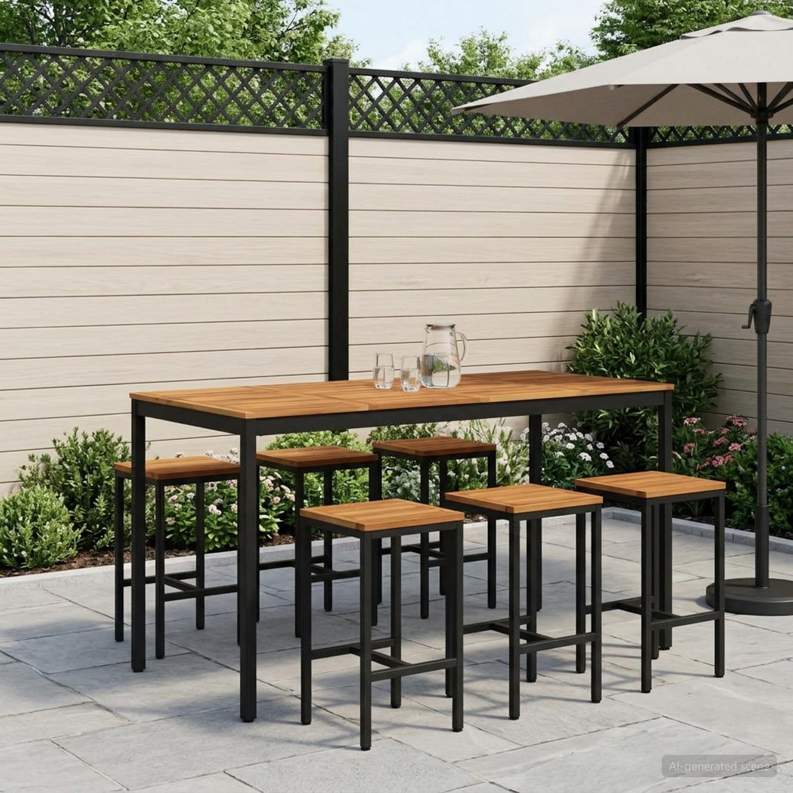 Sodo Baro Stalas Balta ir juoda 180 x 88,5 x 105 cm