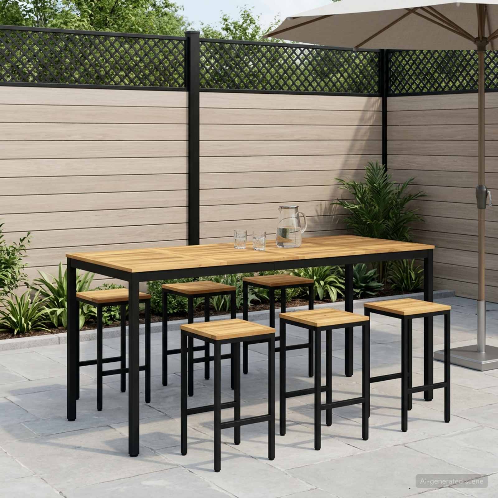 Sodo Baro Stalas Balta ir juoda 196 x 80,5 x 105 cm