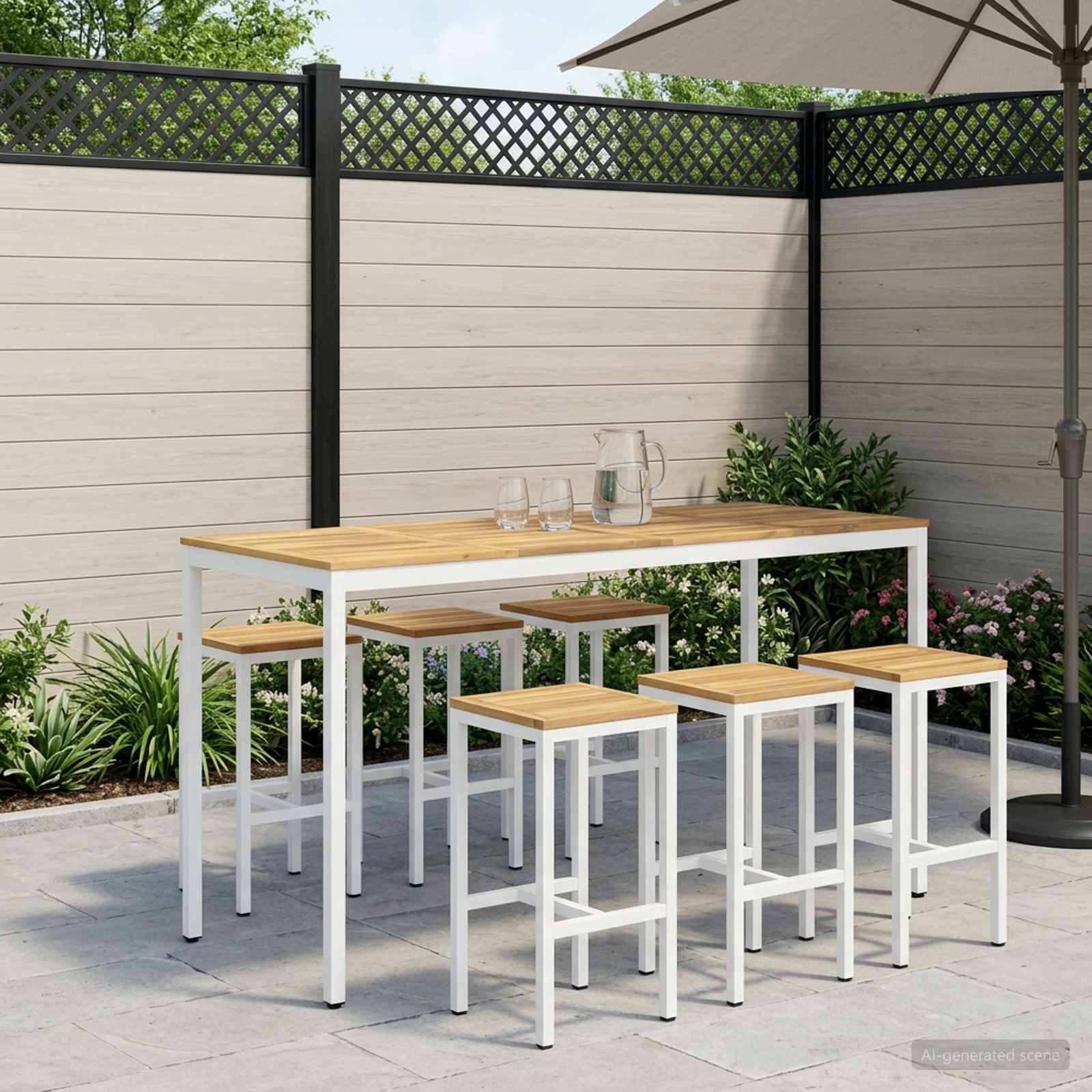 Sodo Baro Stalas Balta 196 x 80,5 x 105 cm