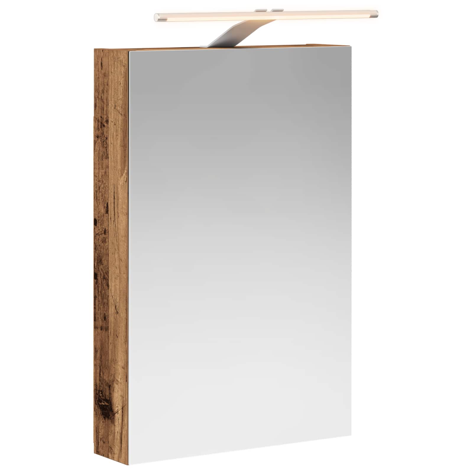 Vannas istabas spoguļskapītis, nolietota koka izskats, 40 x 10,5 x 60,5 cm