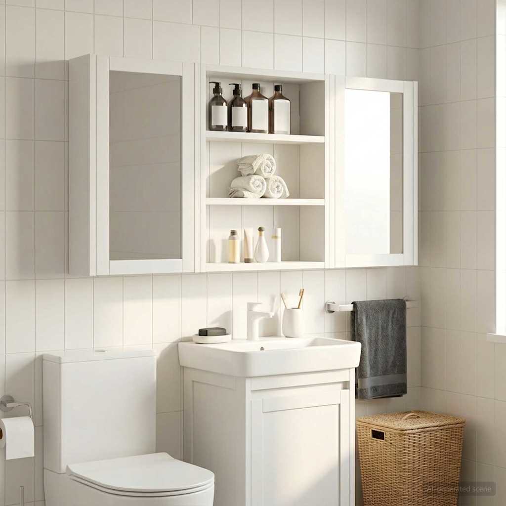 Vannas istabas sienas skapītis Balts 40 x 10 x 50 cm Inženierijas koks