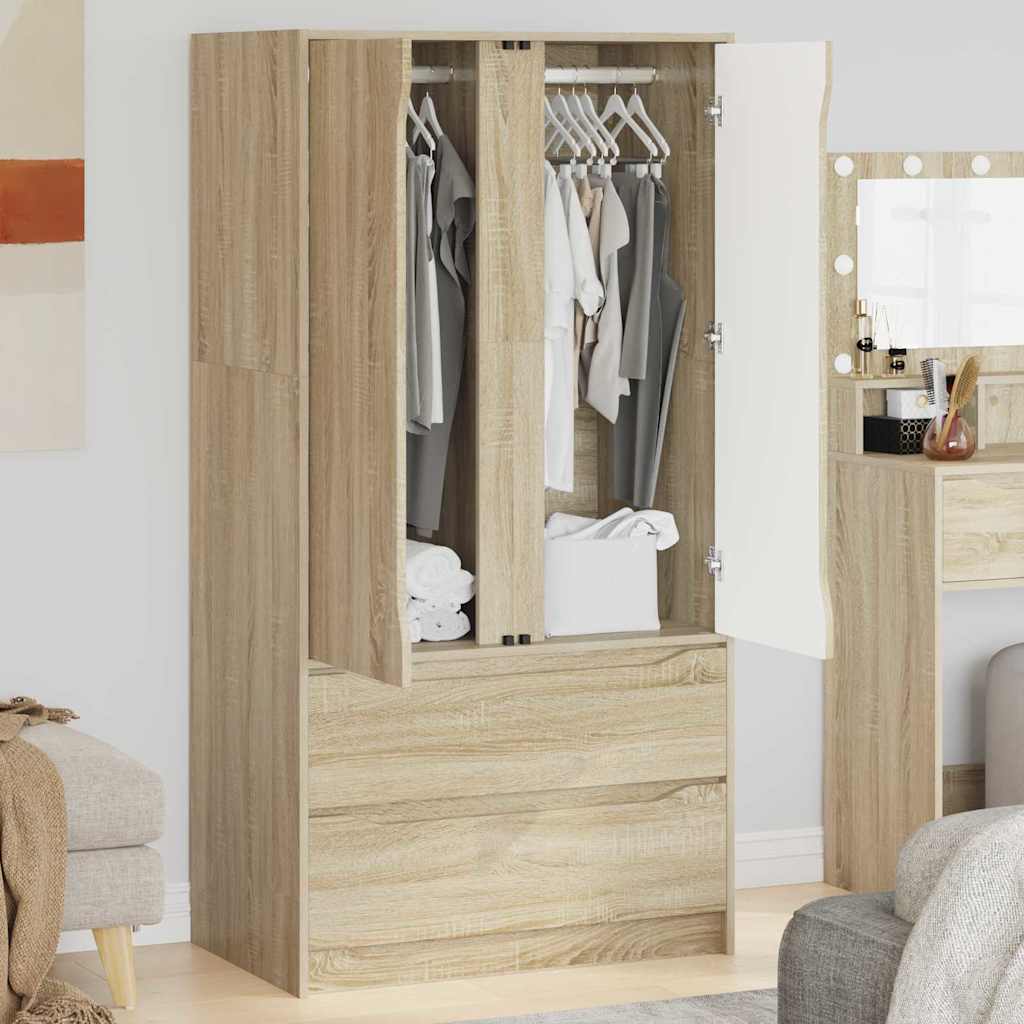 Bathroom Cabinet with Drawer Sonoma Oak 79.5 x 49 x 156 cm