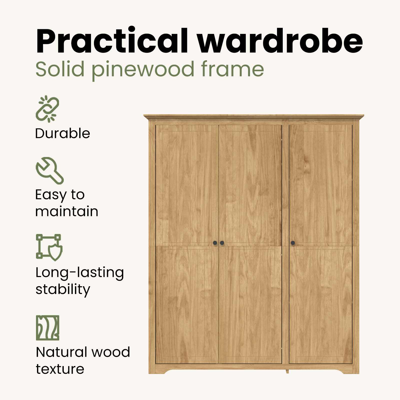 BODO Honey Brown Wardrobe 146 x 53.5 x 173 cm Treated wood