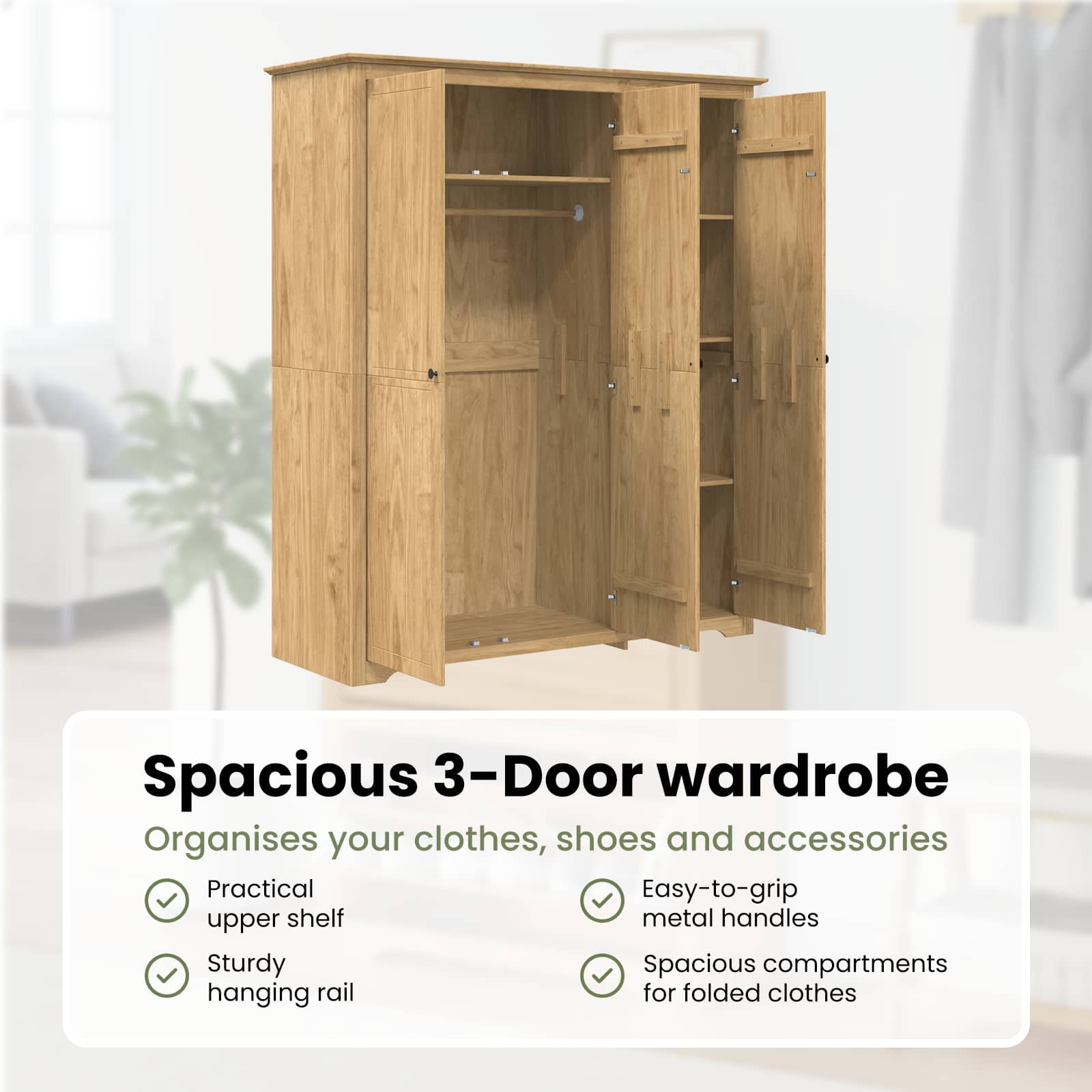 BODO Honey Brown Wardrobe 146 x 53.5 x 173 cm Treated wood
