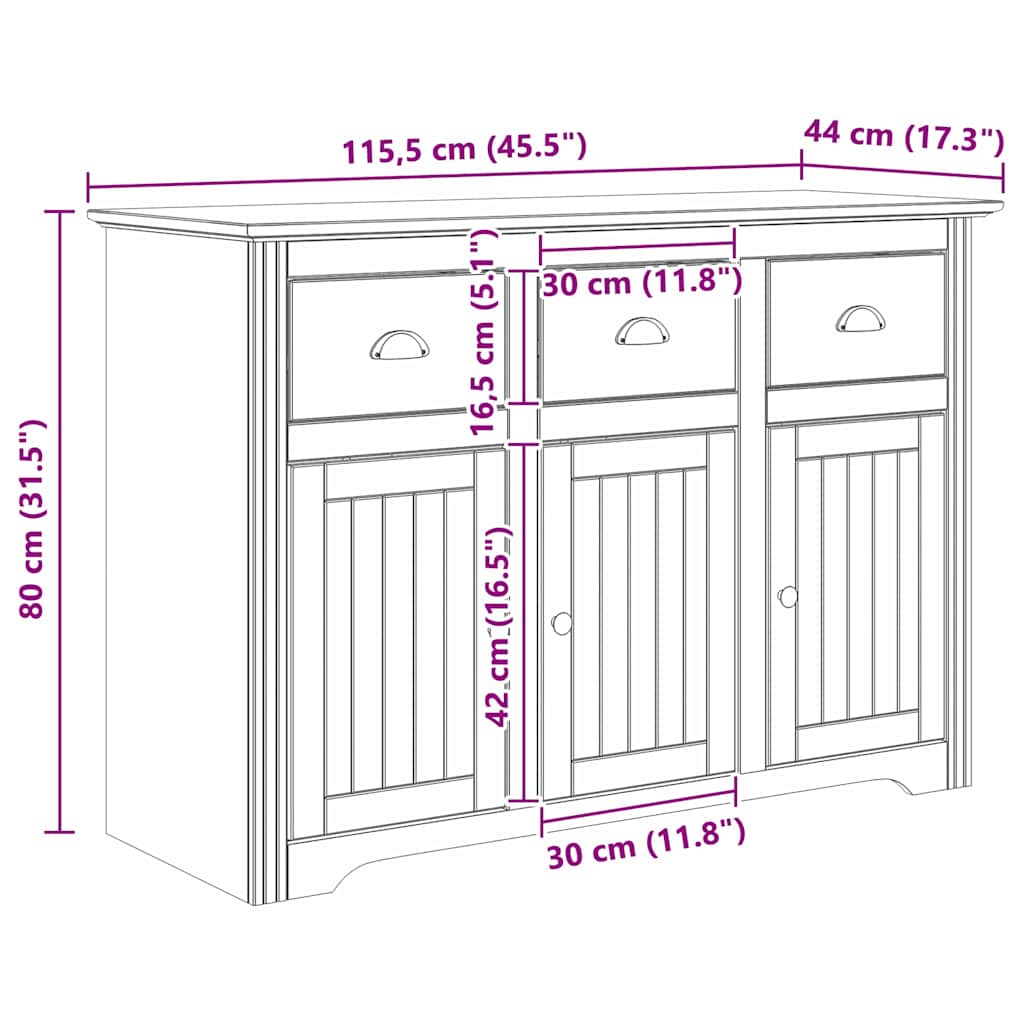 BODO Honey brown cabinet 115.5 x 44 x 80 cm Engineered wood