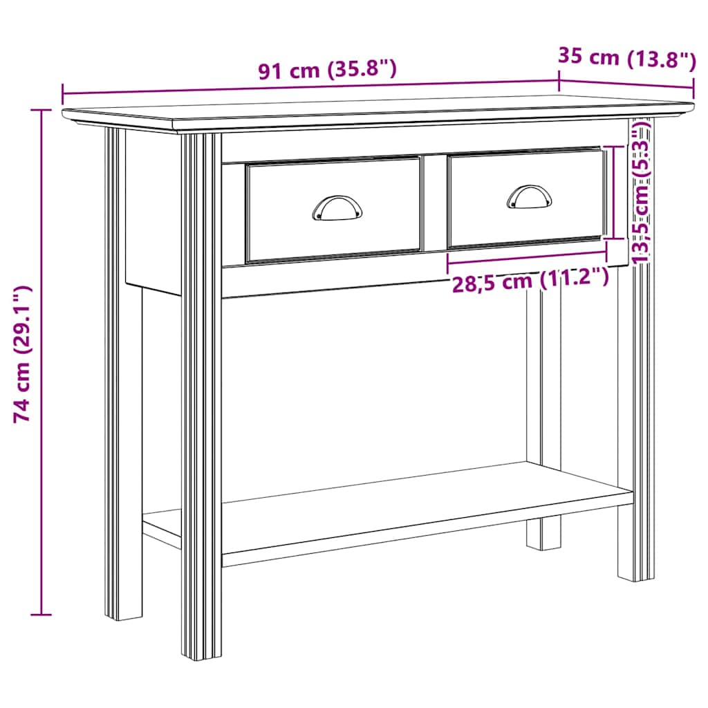 Konsoles galds ar atvilktni BODO Medus brūns 91 x 34.7 x 74 cm