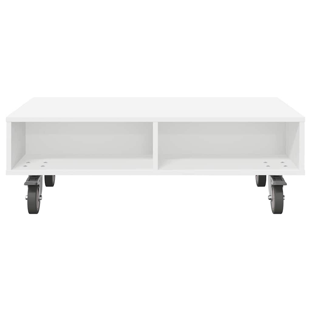 Galds ar riteņiem Balts 90 x 50 x 30 cm Apstrādāta koksne