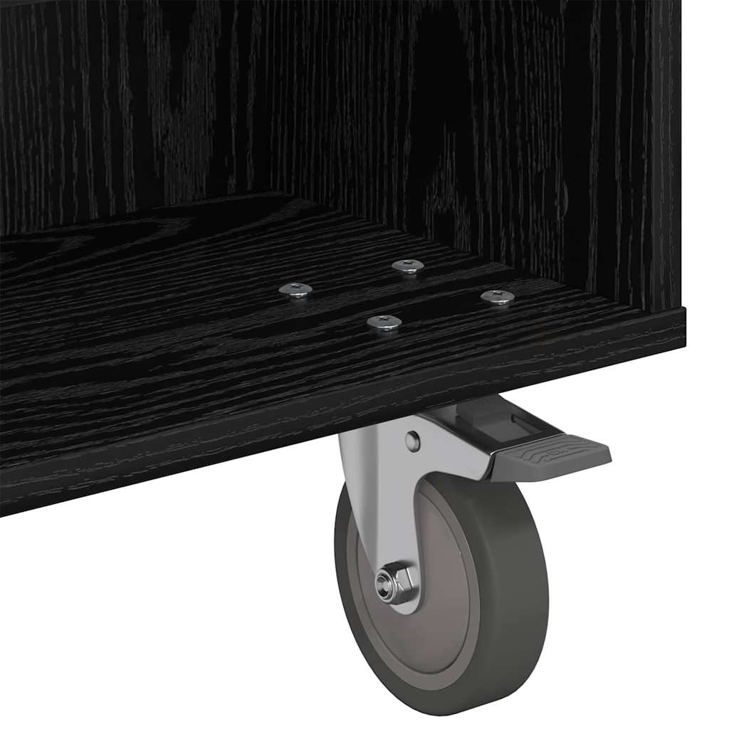Coffee table with castors Black oak 90 x 50 x 30 cm