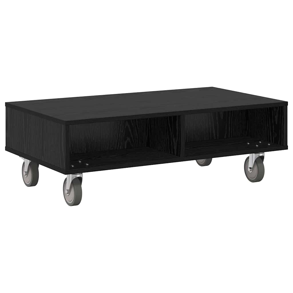 Coffee table with castors Black oak 90 x 50 x 30 cm