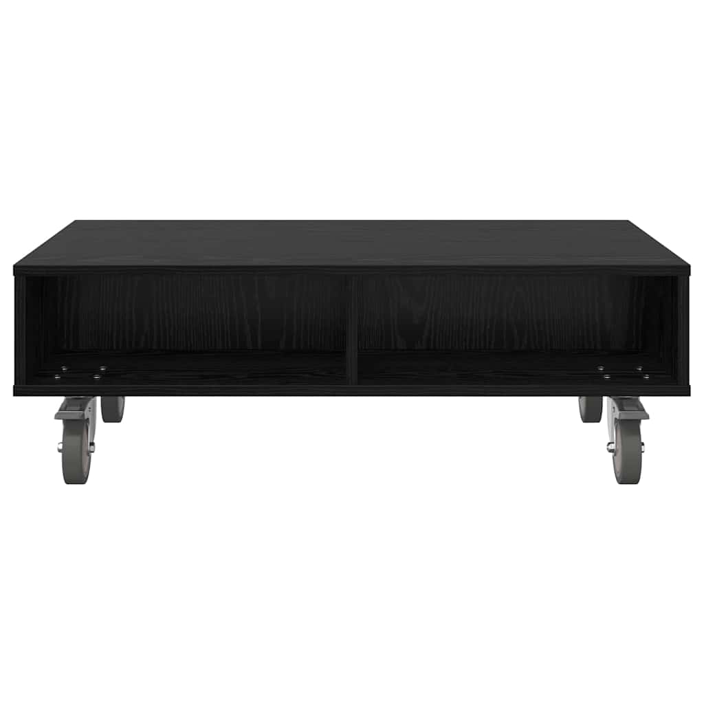 Coffee table with castors Black oak 90 x 50 x 30 cm