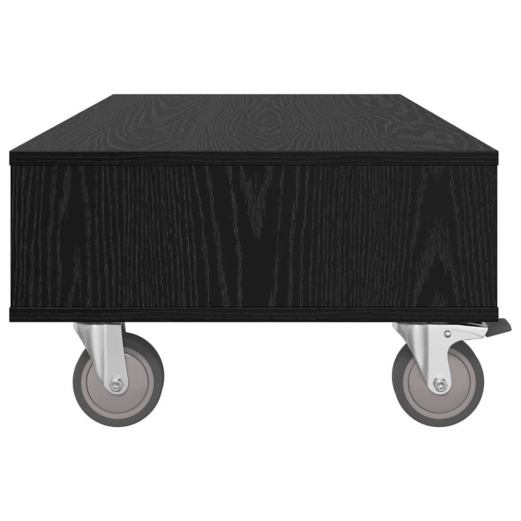 Coffee table with castors Black oak 90 x 50 x 30 cm