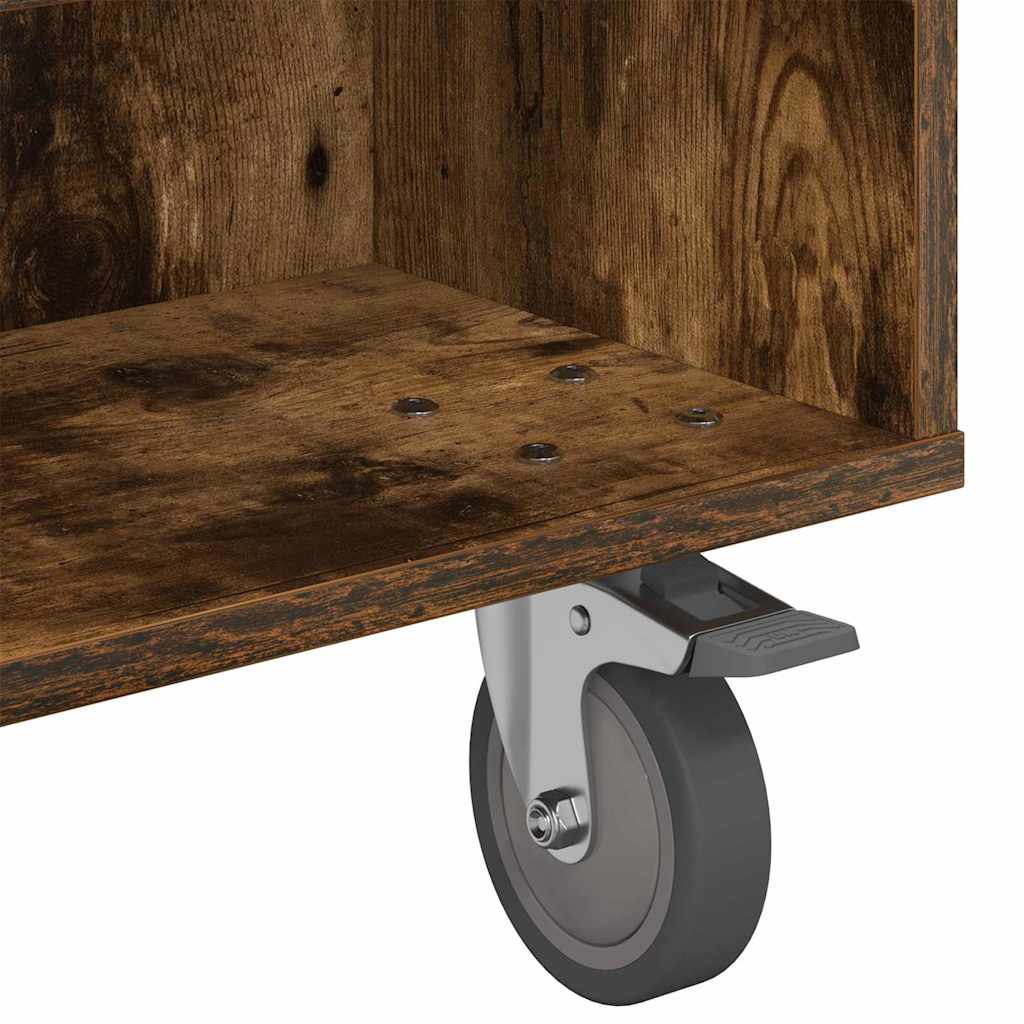 Smoked oak coffee table with wheels 90 x 50 x 30 cm