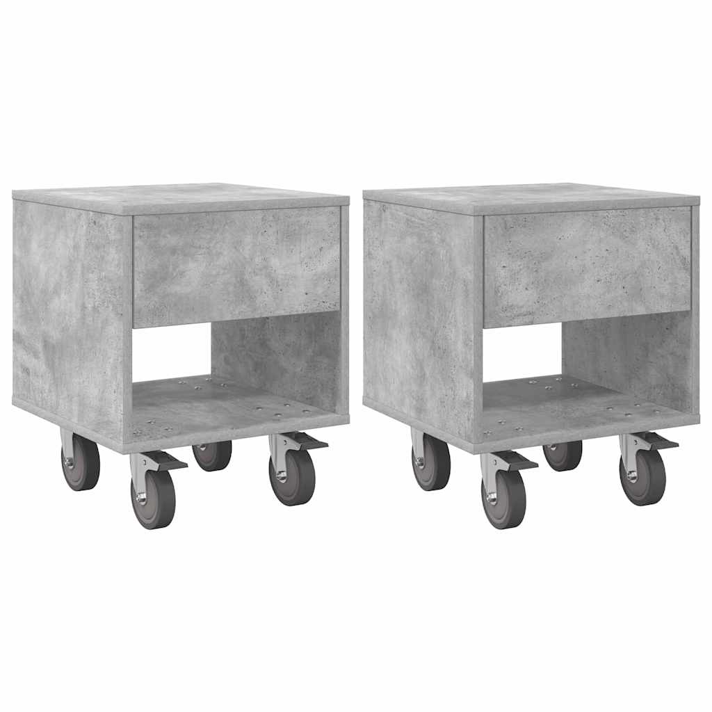 Naktinis staliukas 2 pcs Betono pilka 40,5 x 40 x 48 cm