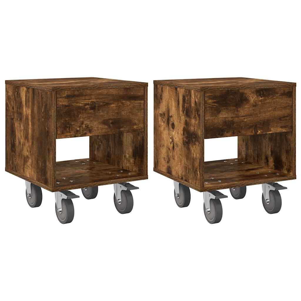 Naktinis staliukas 2 pcs Rūkyta ąžuolas 40,5 x 40 x 48 cm