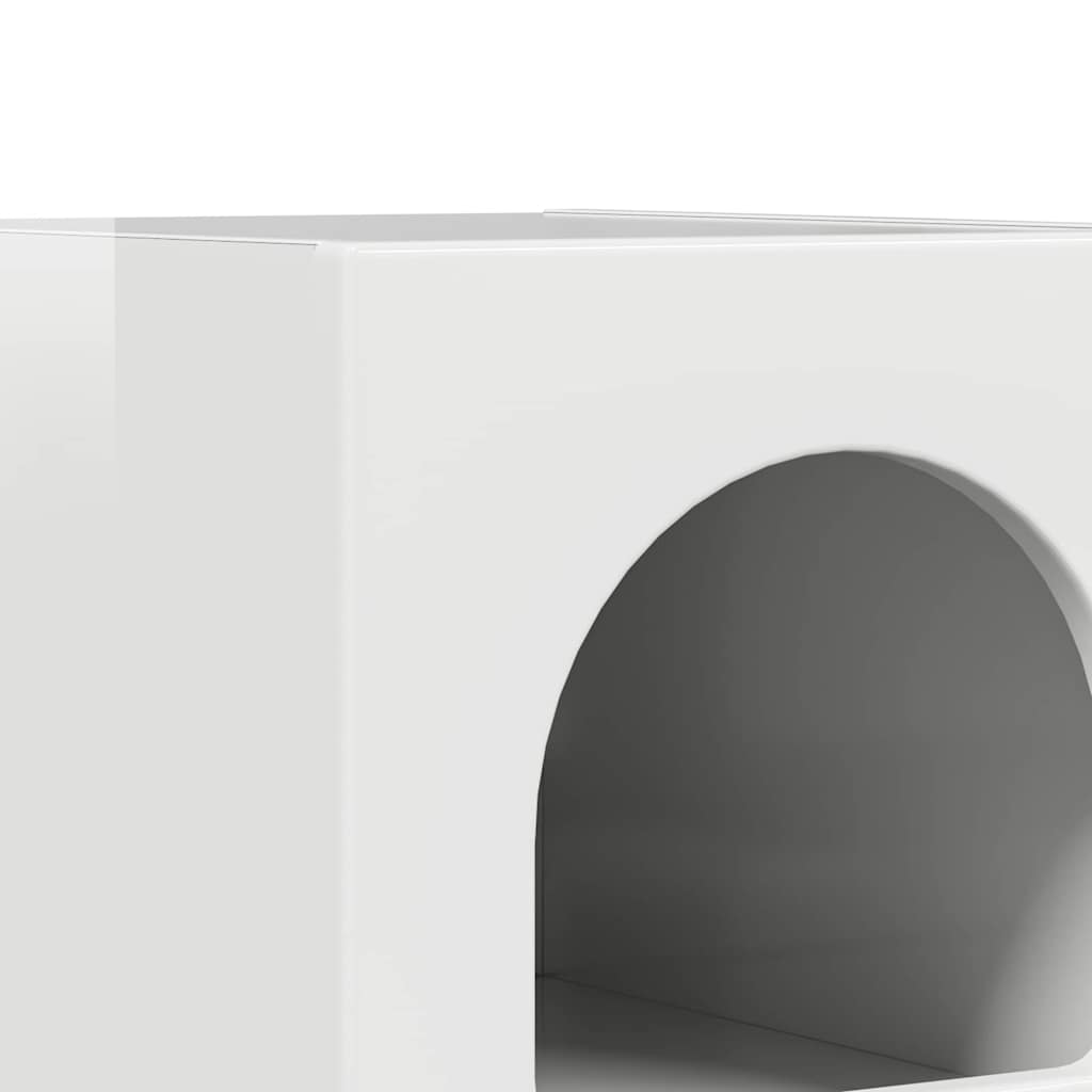 Naktinis staliukas 2 pcs Aukštai blizganti balta