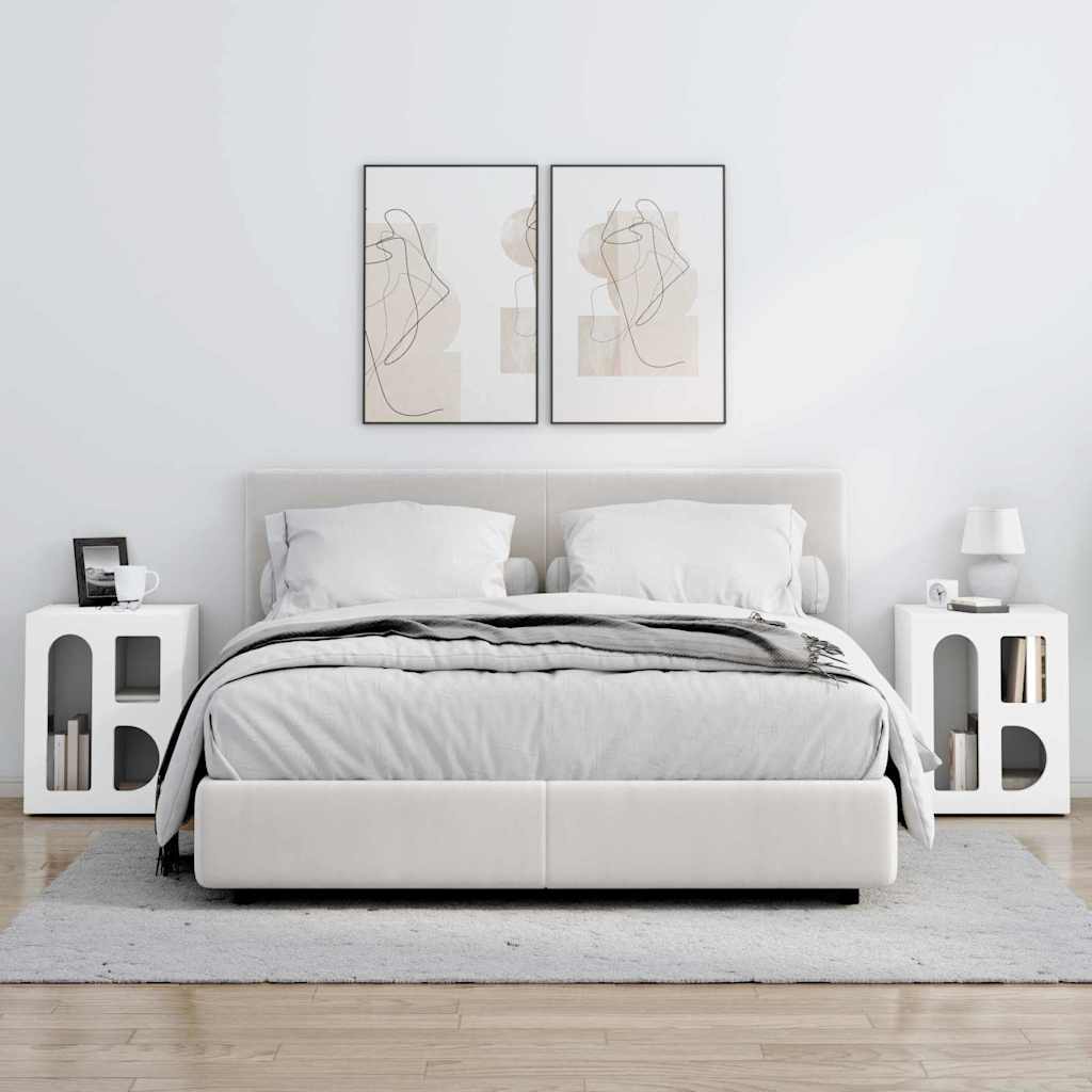 Naktinis staliukas 2 pcs Balta 40 x 35 x 50 cm Apdirbta mediena