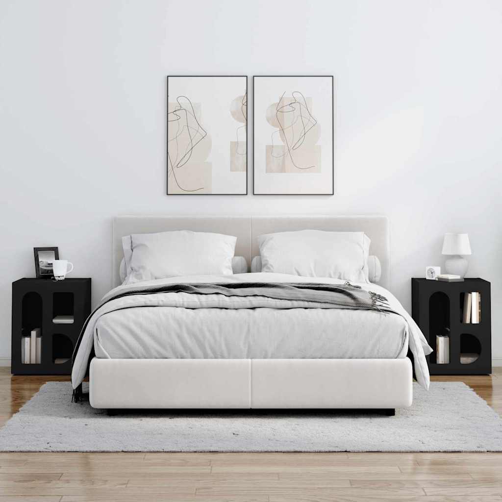Naktinis staliukas 2 pcs Juoda 40 x 35 x 50 cm Apdirbta mediena
