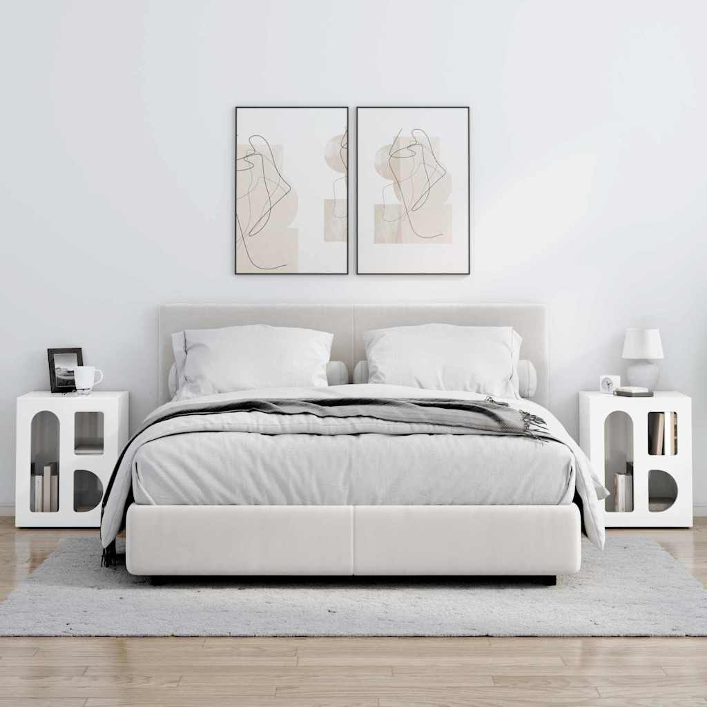 Nightstand 2 pcs High Gloss White
