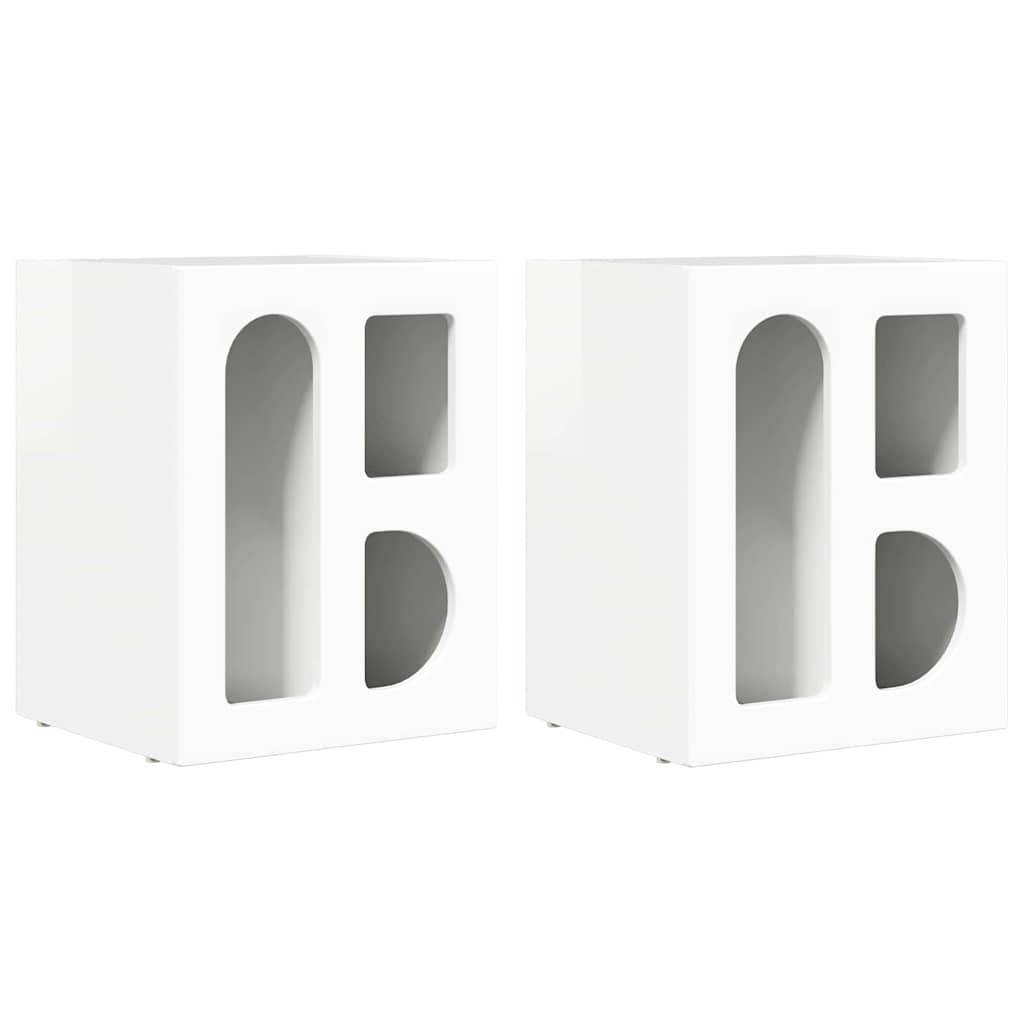 Nightstand 2 pcs High Gloss White