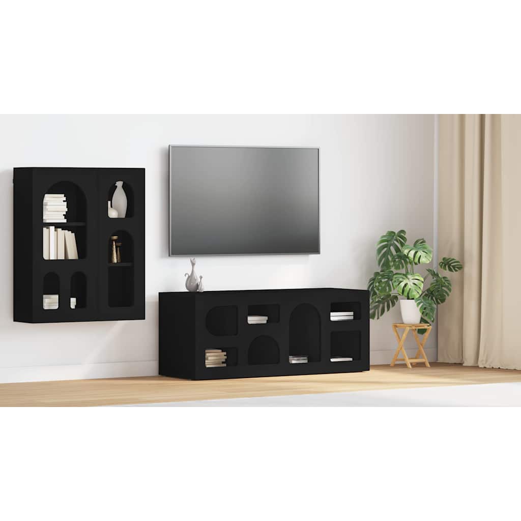 Televizora skapītis Melns 100 x 35 x 40 cm Apstrādāta koksne