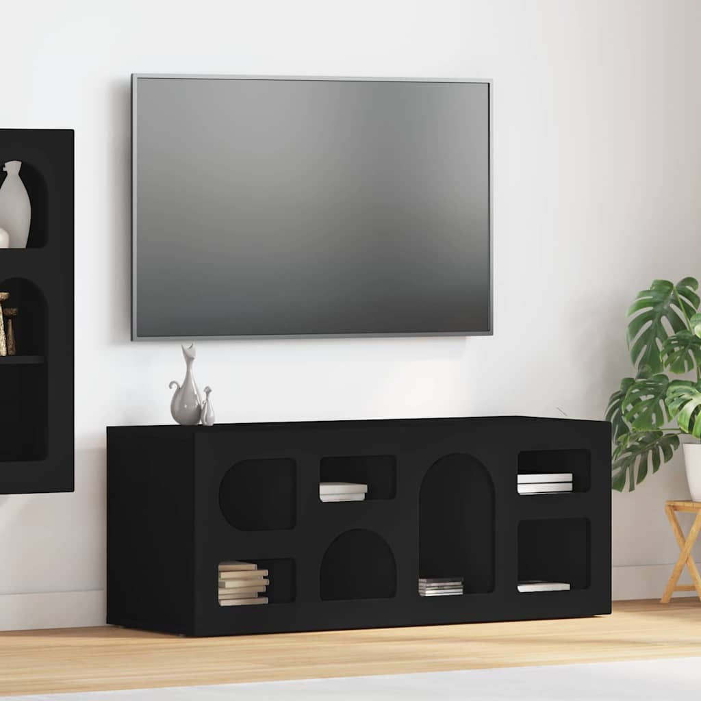 Televizora skapītis Melns 100 x 35 x 40 cm Apstrādāta koksne