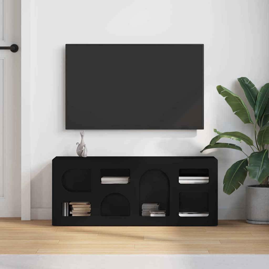 Televizora skapītis Melns 100 x 35 x 40 cm Apstrādāta koksne