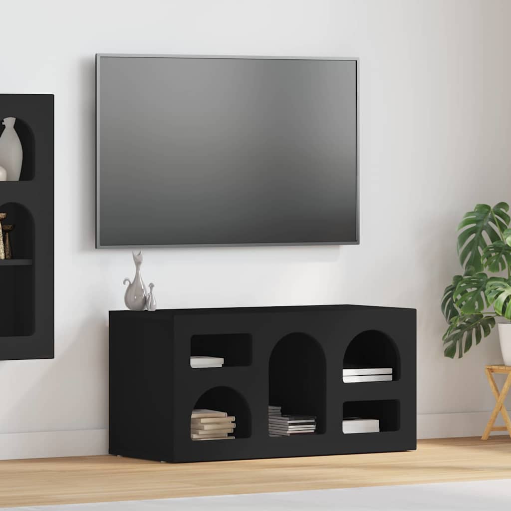 Televizoriaus spintelė Juoda 80 x 35 x 40 cm Apdirbta mediena