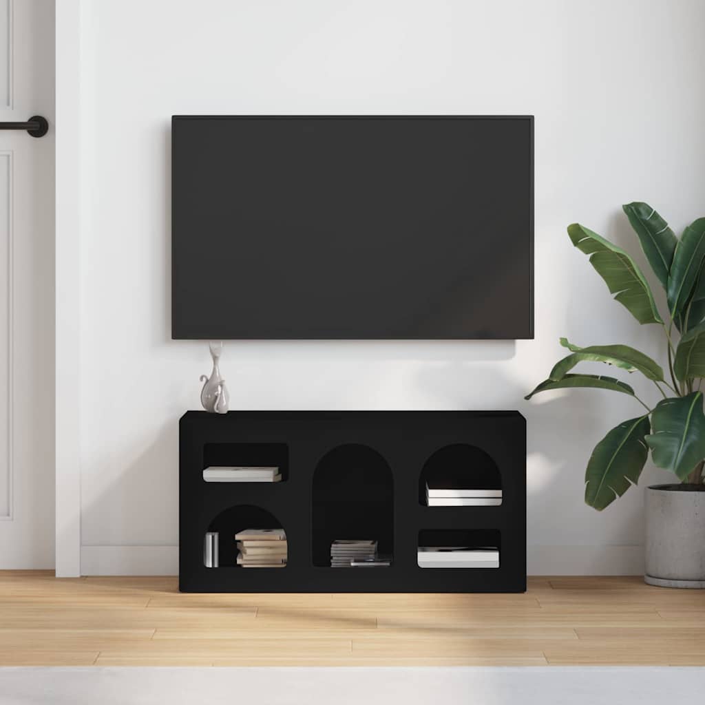 Televizoriaus spintelė Juoda 80 x 35 x 40 cm Apdirbta mediena