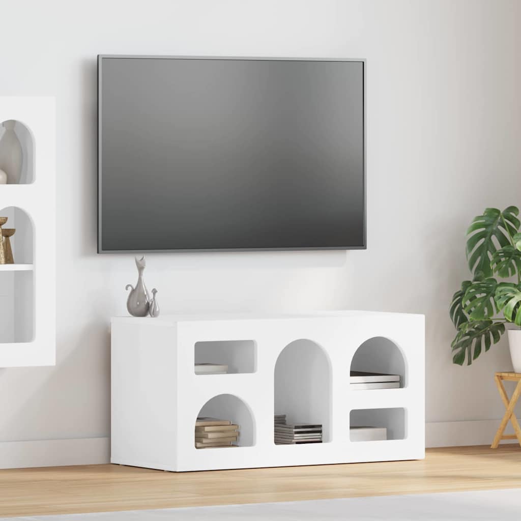 Televizoriaus spintelė Aukštai blizganti balta 80 x 35 x 40 cm