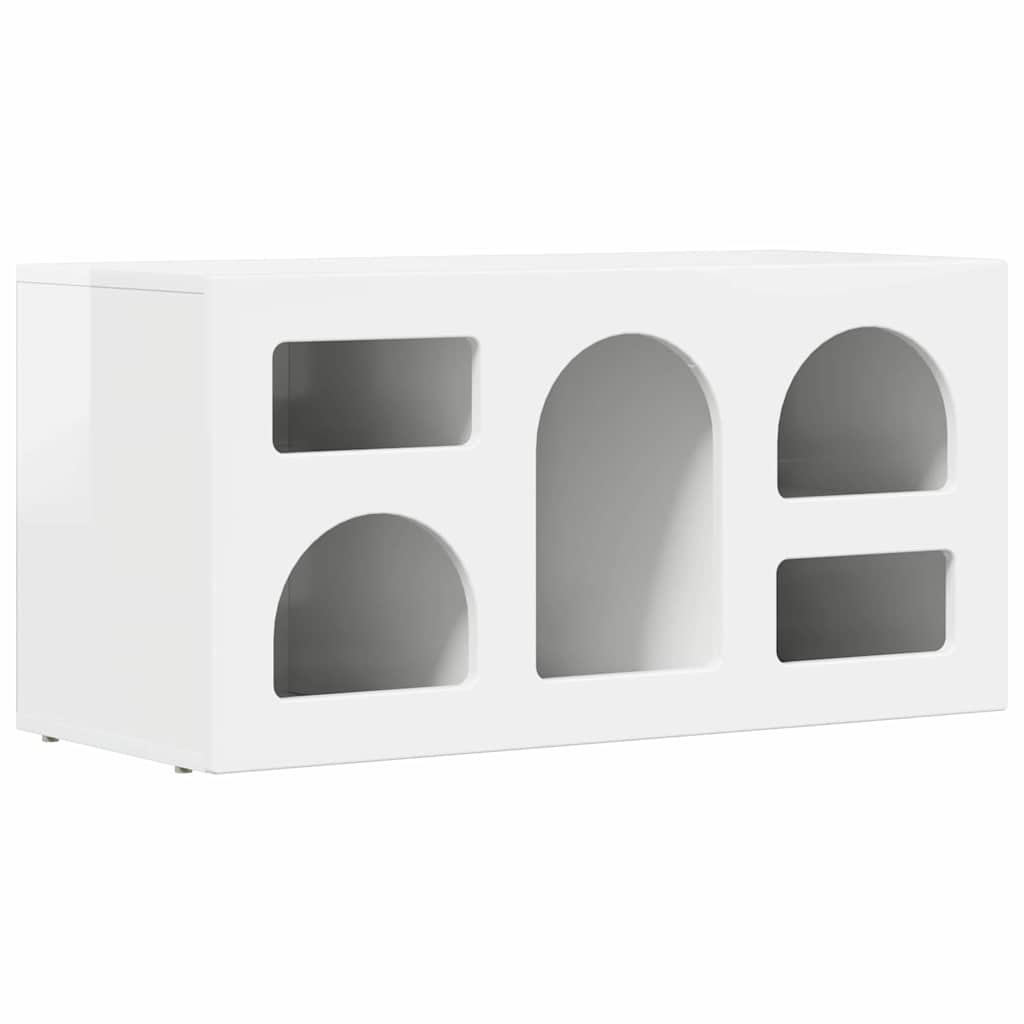 Televizoriaus spintelė Aukštai blizganti balta 80 x 35 x 40 cm