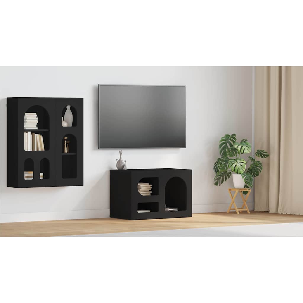 Televizoriaus spintelė Juoda 60 x 35 x 40 cm Apdirbta mediena