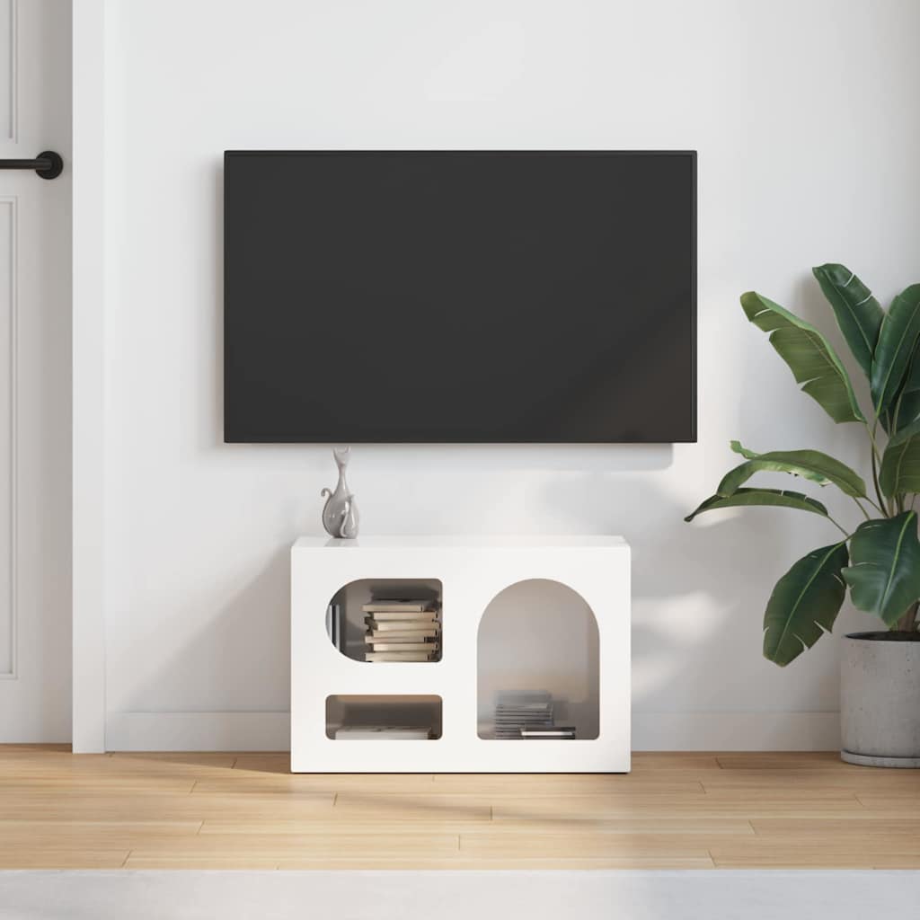 Televizoriaus spintelė Aukštai blizganti balta 60 x 35 x 40 cm