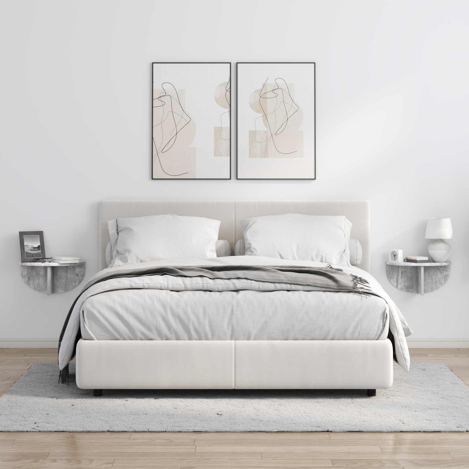 Sieninė lentyna 2 pcs Betono pilka 38 x 19 x 19 cm