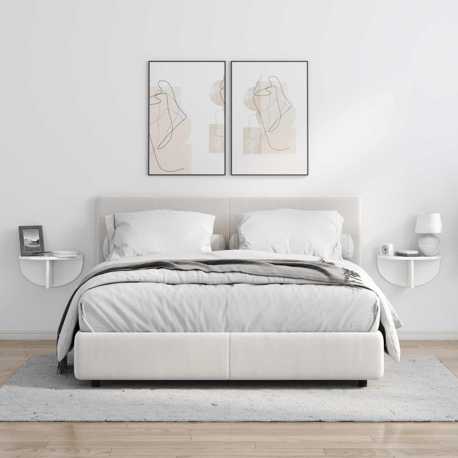 Sieninė lentyna 2 pcs Aukštai blizganti balta 38 x 19 x 19 cm