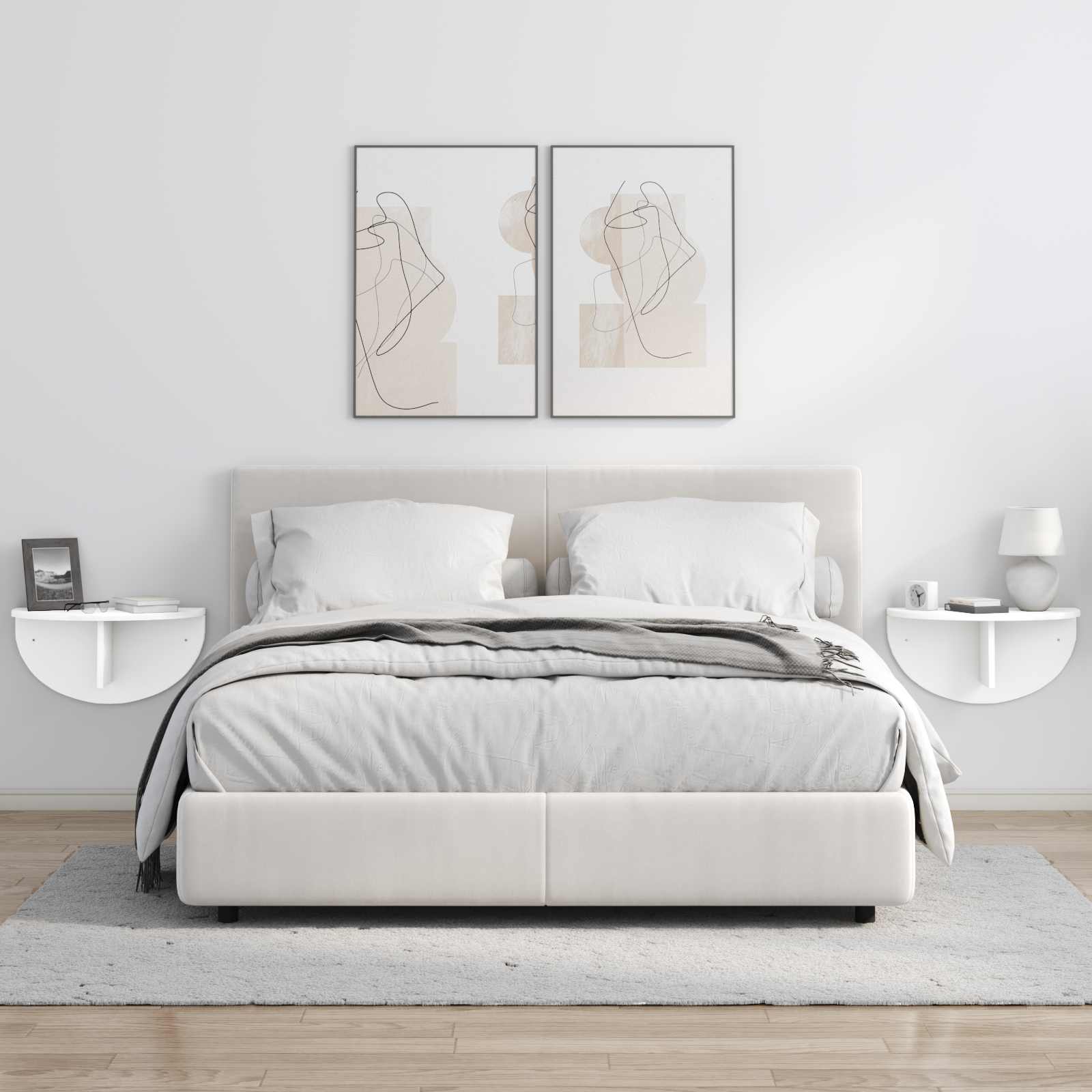 Sieninė lentyna 2 pcs Balta 38 x 19 x 19 cm Apdirbta mediena