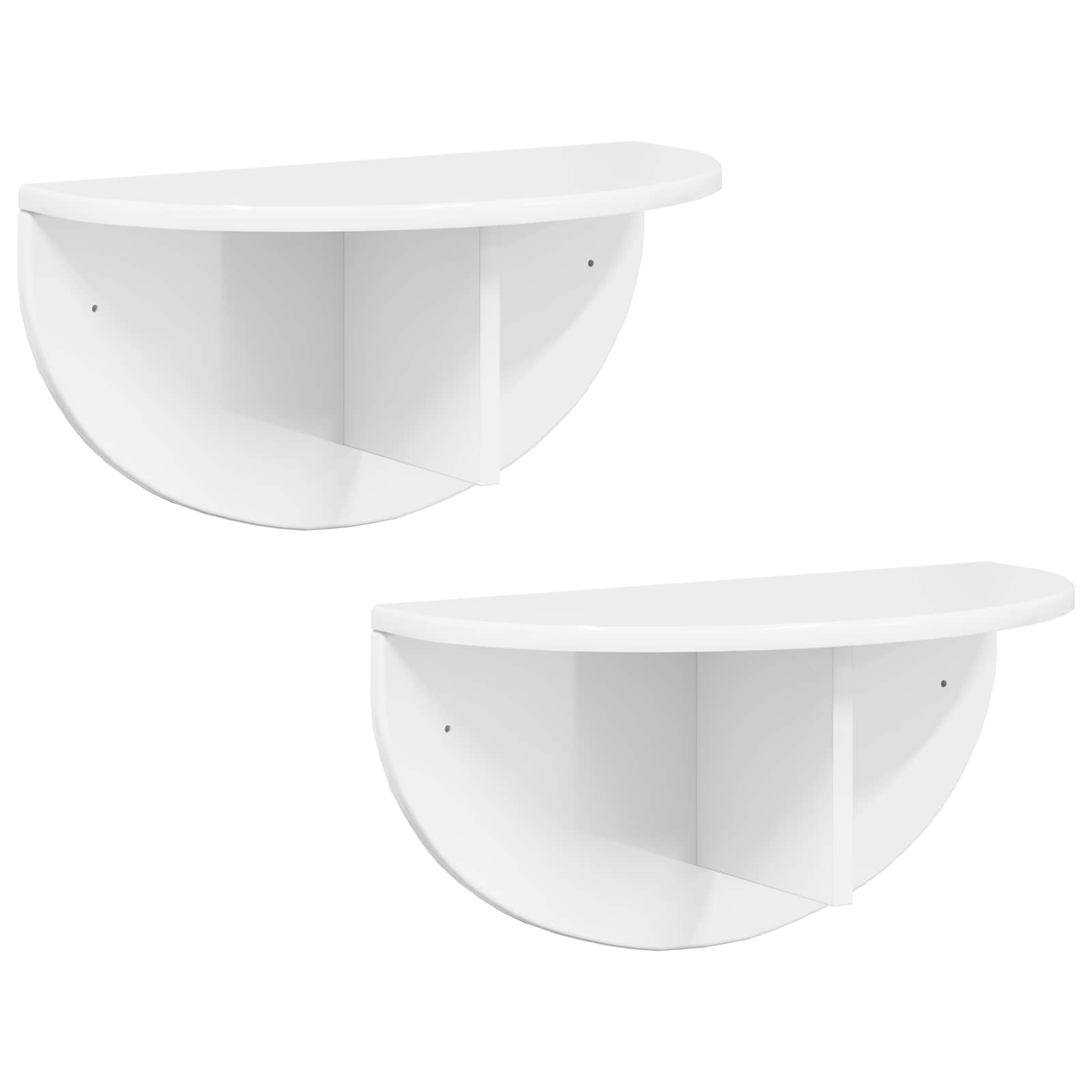 Sieninė lentyna 2 pcs Aukštai blizganti balta 38 x 19 x 19 cm