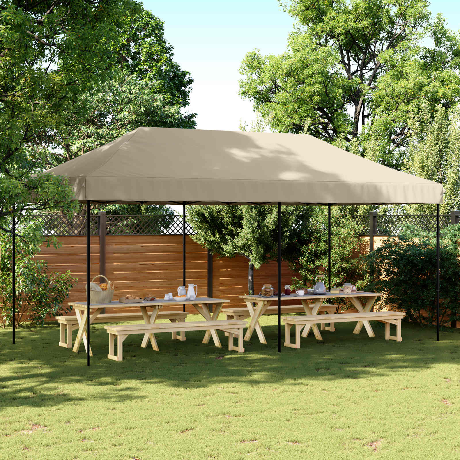 Šventės palapinė 292 x 580 x 315 cm Taupe Oksfordo audinys