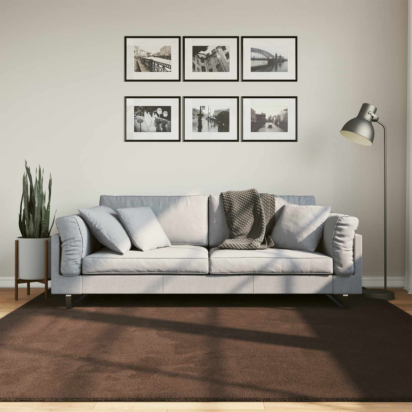 Area Rugs Square HUARTE Brown 200 x 200 cm